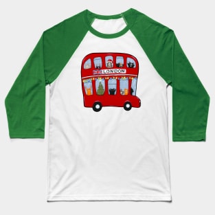 Double Decker Bus Christmas Cats Baseball T-Shirt